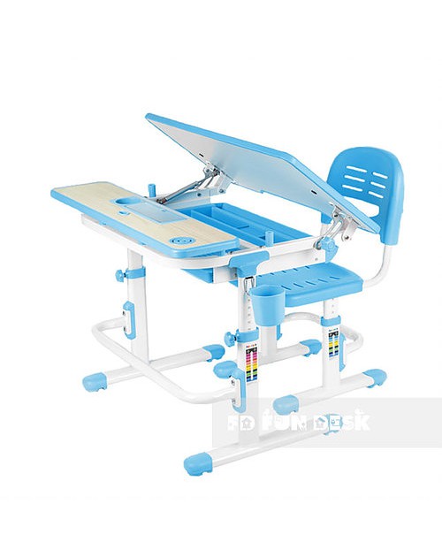 Lavoro Blue - Regulowane biurko z krzesełkiem