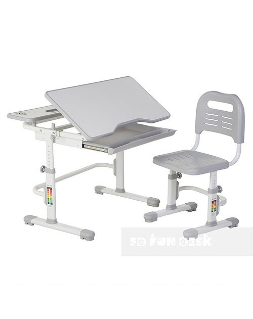 Lavoro Grey - Regulowane biurko z krzesełkiem